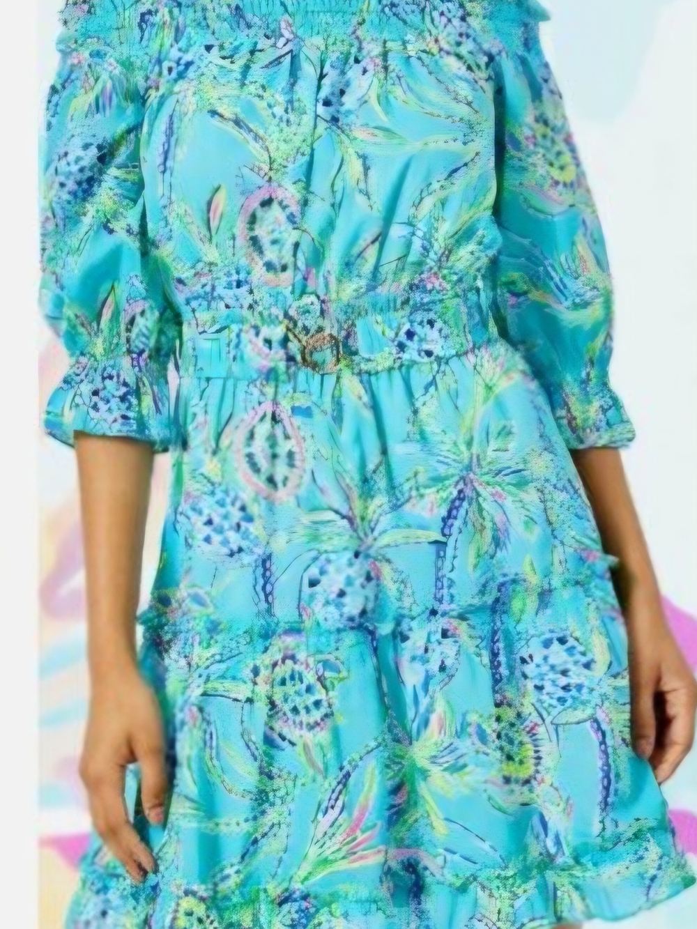 Lilly Pulitzer Dress Bermuda Blue Belted Large